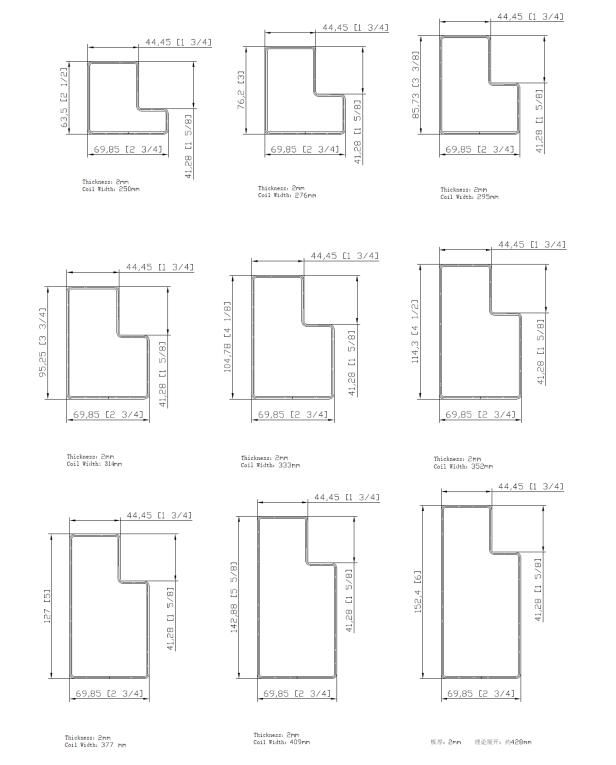 P beam drawings and dimensions