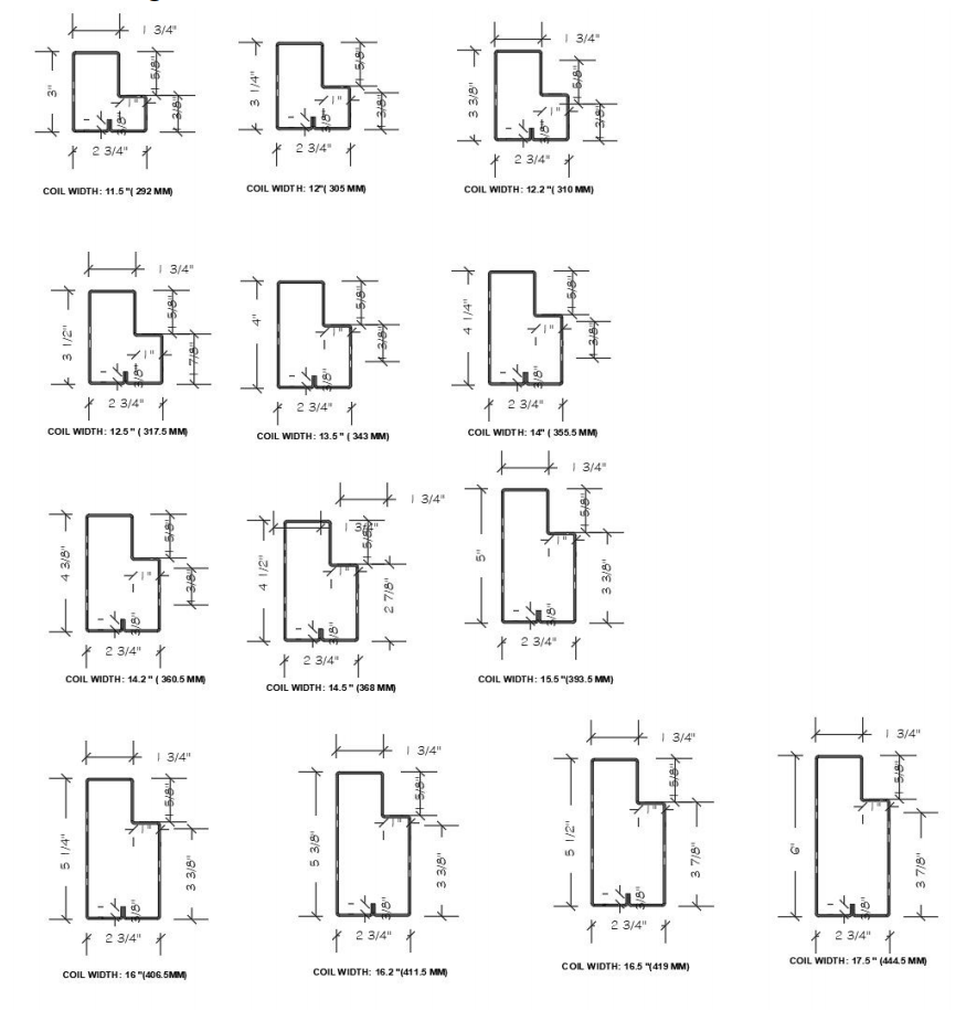 lukisan profil rasuk langkah dan dimensi