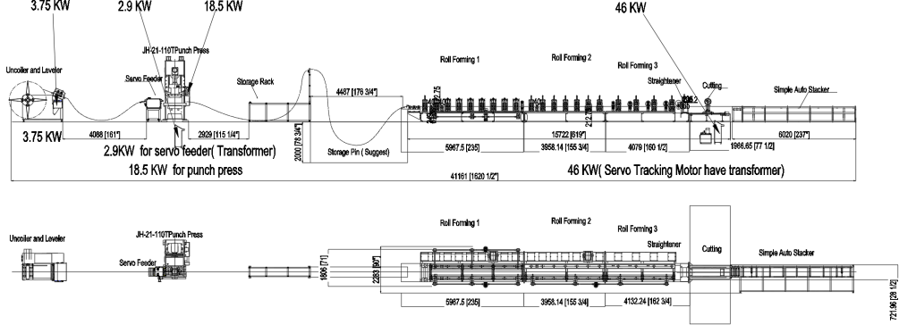 upright rack roll forming machine layout